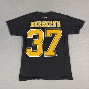 Reebok Boston Bruins PATRICE BERGERON #37 Graphic Black T-Shirt Small NHL Hockey